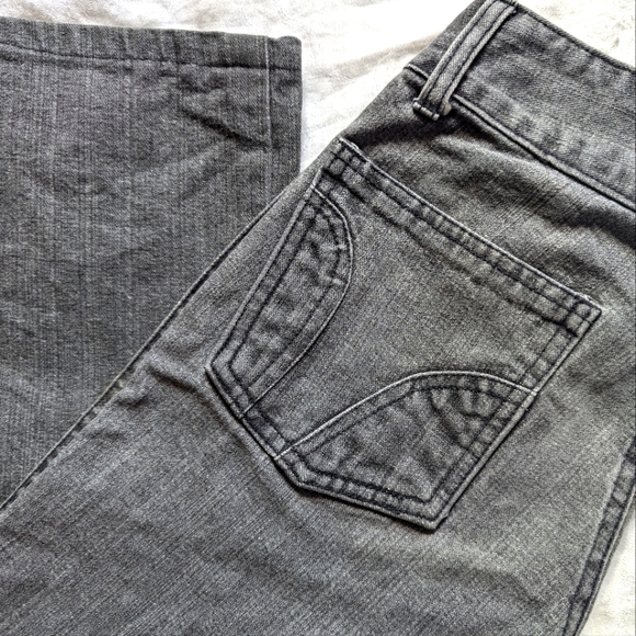 Zara TRF Slate Grey Low Rise Flared Jeans. Raised Stripes. Authentic Y2K, 0 - Picture 6 of 15